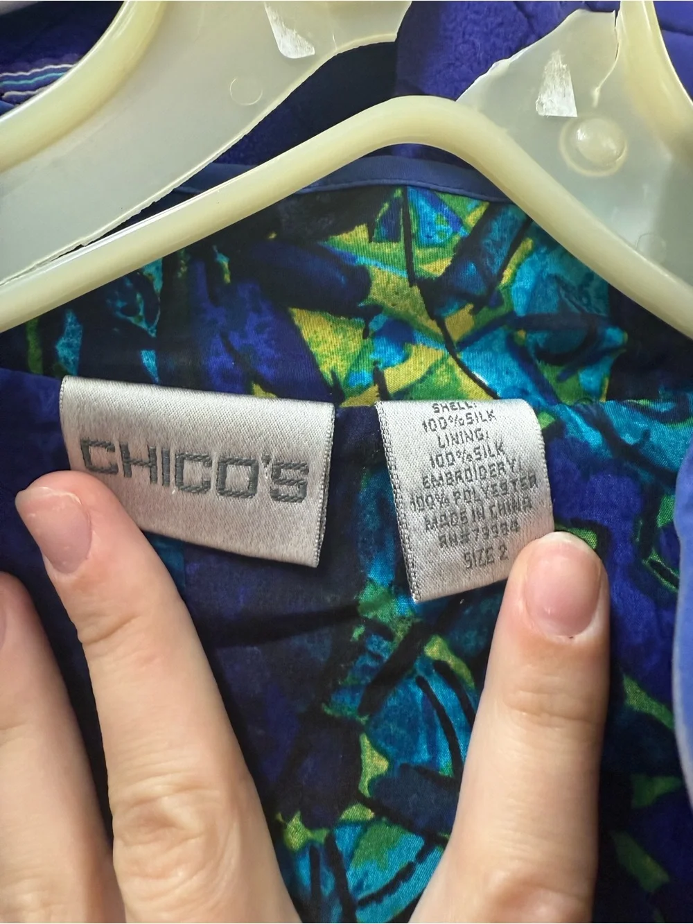 Chico's Royal Blue Textured Open-Front Jacket - Picture 4 of 5